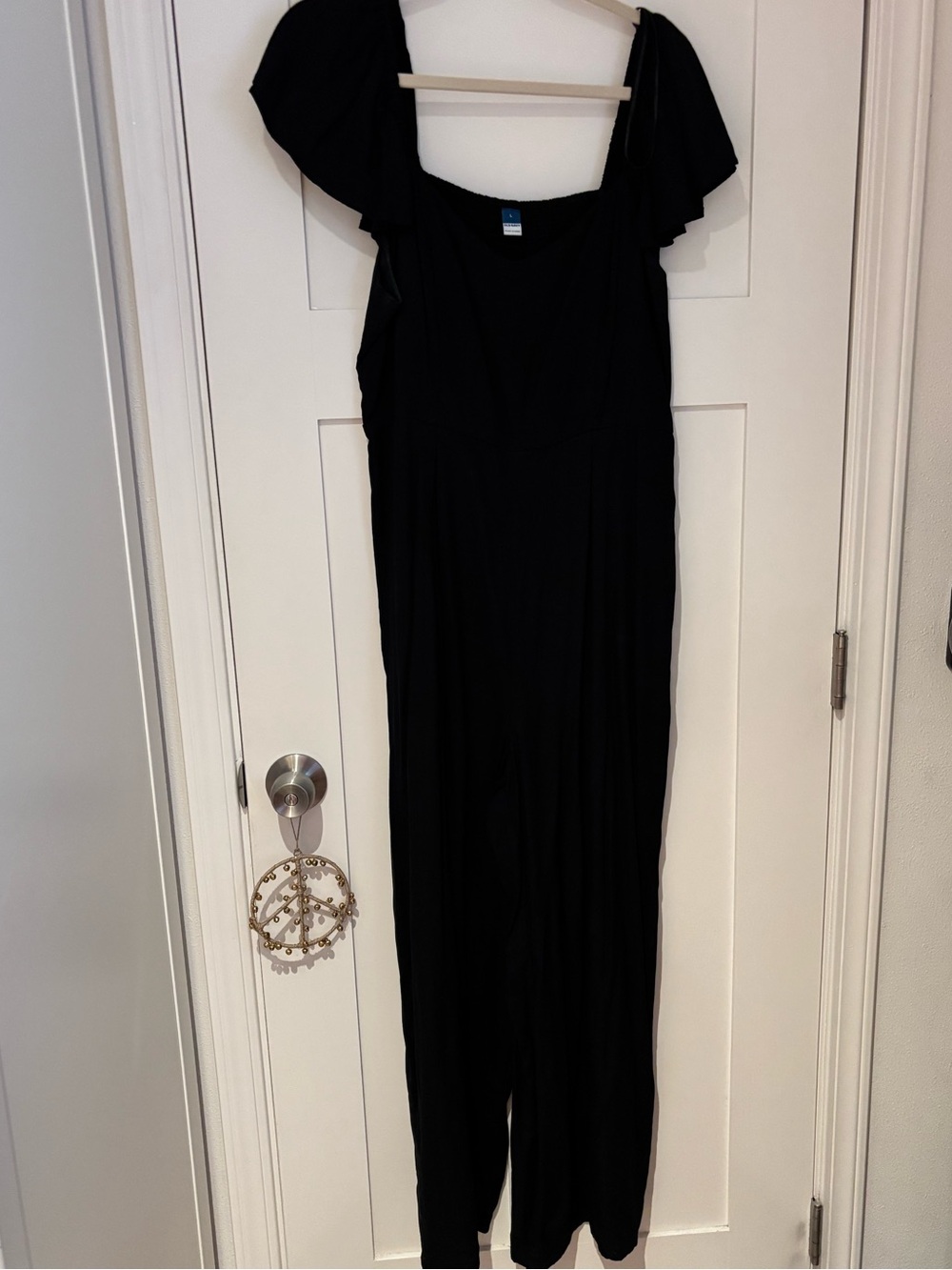 Old Navy Black Off-Shoulder Flutter-Sleeve Jumpsuit